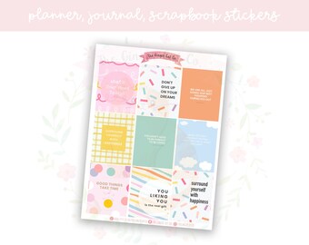 Cute Colourful Quotes Full Boxes Planner, Journaling, Scrapbook Stickers