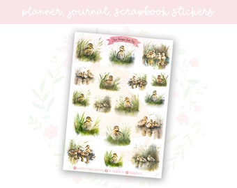 Watercolour Ducklings Planner Sticker Sheet | decorative stickers | journal stickers | scrapbooking