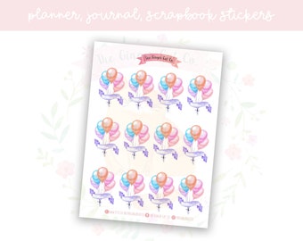 Birthday Balloon Banner Decorative Planner, Journaling, Scrapbook Stickers