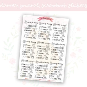 Daily/Weekly Cleaning Tracker Planner, Journal, Scrapbooking Stickers