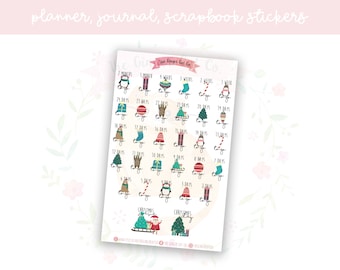 Christmas Countdown Planner, Journaling, Scrapbook Stickers