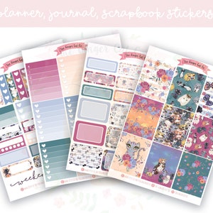 A la Carte Crazy Cat Lady Planner Sticker Kit, vertikaler Planer, Journaling, Scrapbook Aufkleber