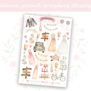 Just Married Planner Sticker Sheet | decorative stickers | journal stickers | scrapbooking