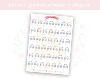 Headphones Planner Sticker Sheet | decorative stickers | journal stickers | scrapbooking