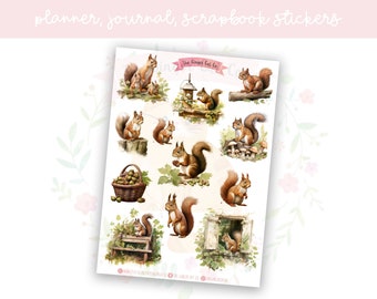 Squirrel Planner Sticker Sheet Set 2 | decorative stickers | journal stickers | scrapbooking