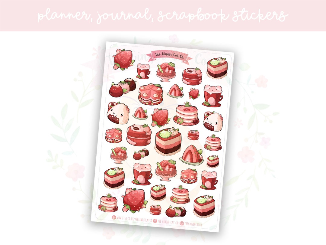 Strawberry Foods Planner Sticker Sheet | Decorative Stickers | Journal ...