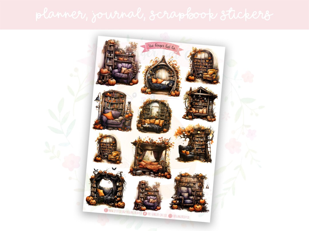 Spooky Reading Nooks Planner Sticker Sheet | Decorative Stickers ...