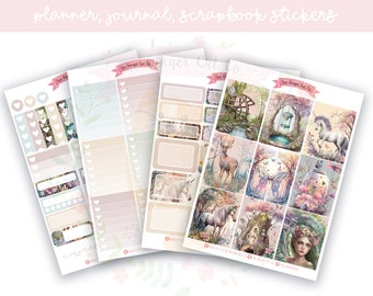 A la carte Enchanted Forest Planner, Journaling, Scrapbook Sticker Kit