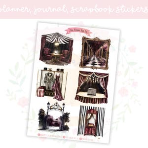 Dark Circus Scenes Planner Sticker Sheet | decorative stickers | journal stickers | scrapbooking