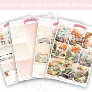A la carte Spring Blossom Garden Planner Sticker Kit, Vertical Planner, Journaling, Scrapbook Stickers