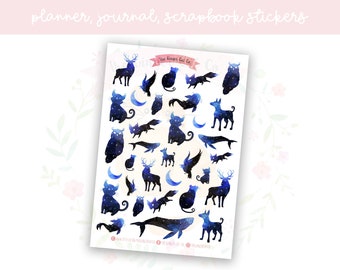 Celestial Animals Planner Sticker Sheet | decorative stickers | journal stickers | scrapbooking