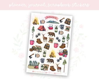 Camping Planner Sticker Sheet | decorative stickers | journal stickers | scrapbooking