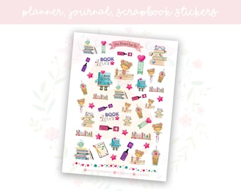 Book Lover Planner Sticker Sheet | decorative stickers | journal stickers | scrapbooking