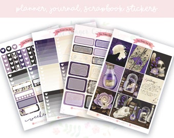 A la carte Dark Matters Planner Sticker Kit, Vertical Planner, Journaling, Scrapbook Stickers