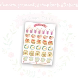 Breakfast Decorative Planner Sticker Sheet | decorative stickers | journal stickers | scrapbooking