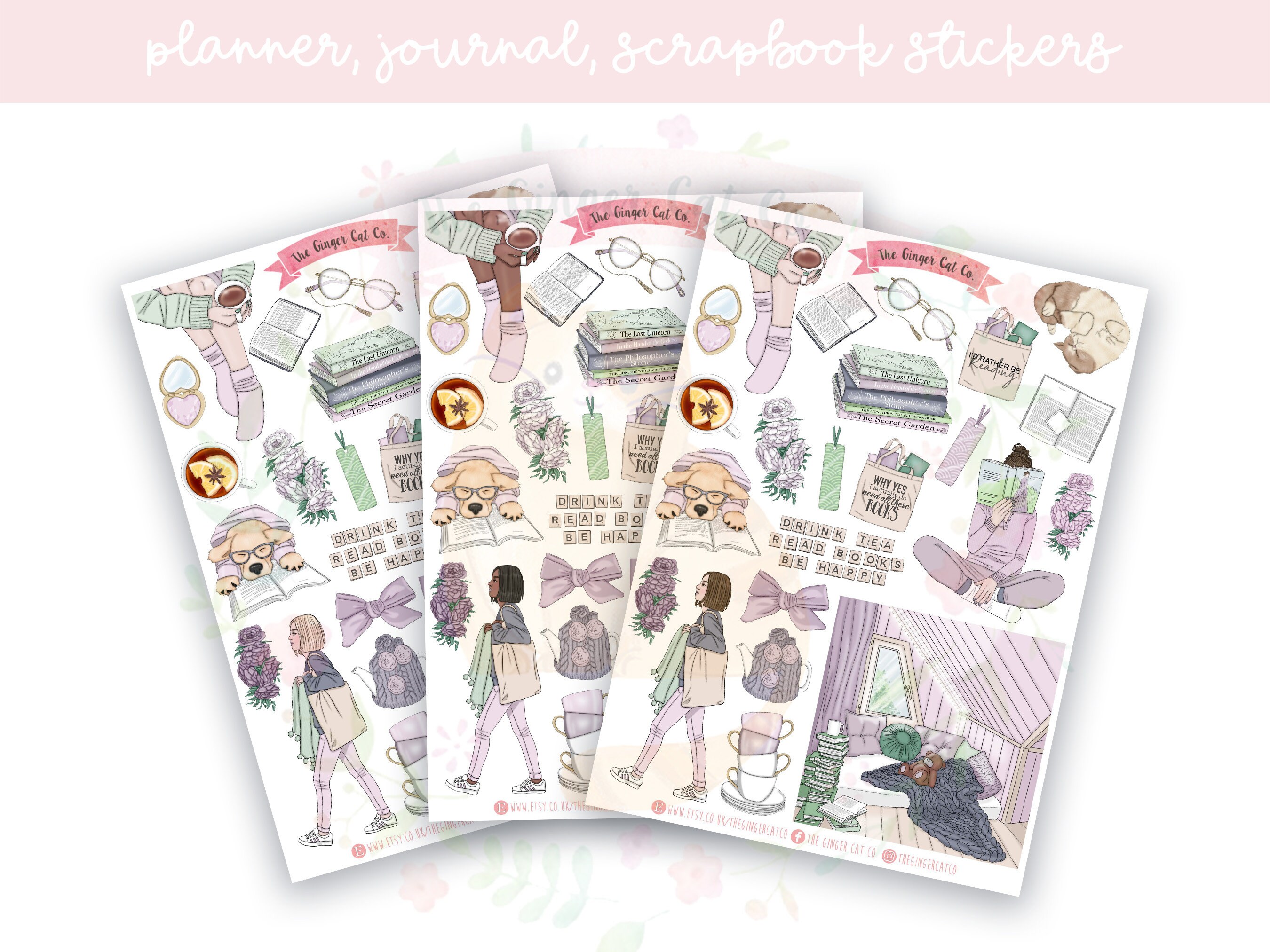 Book Nerd Planner Sticker Sheet | decorative stickers | journal stickers | scrapbooking
