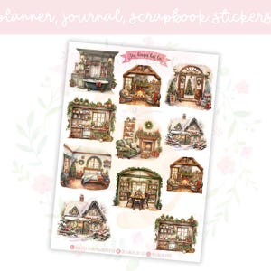 Christmas Cottage Planner Stickers | Cozy Holiday Stickers | Festive Planner & Journal Deco | Winter Wonderland Bujo