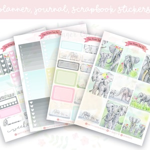 A la carte Elephant Family Planner Sticker Kit, Vertical Planner, Journaling, Scrapbook Stickers