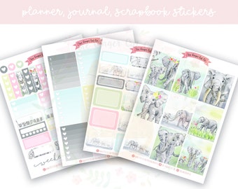 A la carte Elephant Family Planner Sticker Kit, Vertical Planner, Journaling, Scrapbook Stickers