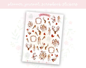 Winter Deer Planner Sticker Sheet | decorative stickers | journal stickers | scrapbooking