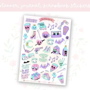 Spooky Pastel Goth Stickers | Halloween Planner, Bujo Accessories