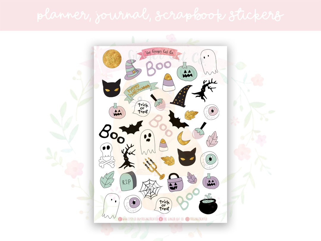 Pastel Halloween Planner Sticker Sheet | Decorative Stickers | Journal ...
