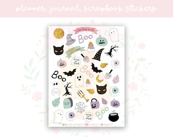 Pastel Halloween Decorative Planner, Journaling, Scrapbook Stickers