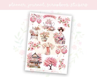 Cherry Blossom Planner Sticker Sheet Set 1 | decorative stickers | journal stickers | scrapbooking