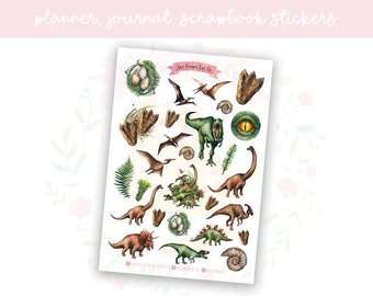 Hoja de pegatinas de dinosaurios para planificador / pegatinas decorativas / pegatinas de diario / scrapbooking