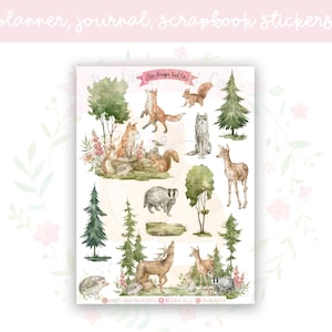 Forest Journal Planner Sticker Sheet | decorative stickers | journal stickers | scrapbooking