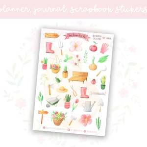 Watercolour Collection - Garden Planner Sticker Sheet | decorative stickers | journal stickers | scrapbooking