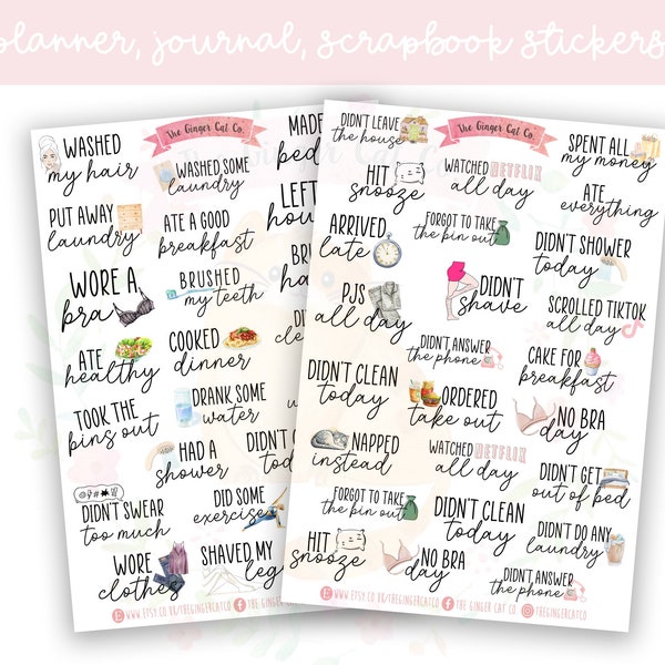 Adulting & Anti Adulting Tasks WITH ICONS Bundle, Achievements Planner, Journaling, Scrapbook Stickers