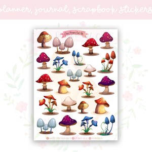 Mushrooms Planner Sticker Sheet | decorative stickers | journal stickers | scrapbooking