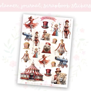 Zirkus Set 1 Dekoratives Journal, Scrapbook, Planer Aufkleber
