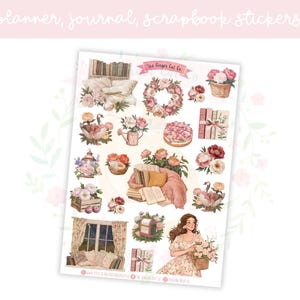 Cozy Pink Cottage Planner Sticker Sheet Set 1 | decorative stickers | journal stickers | scrapbooking