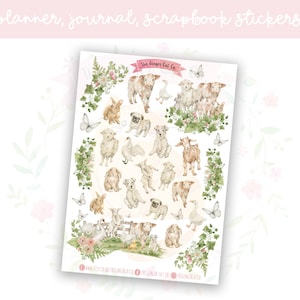 Watercolour Baby Farm Animals Planner Sticker Sheet | decorative stickers | journal stickers | scrapbooking