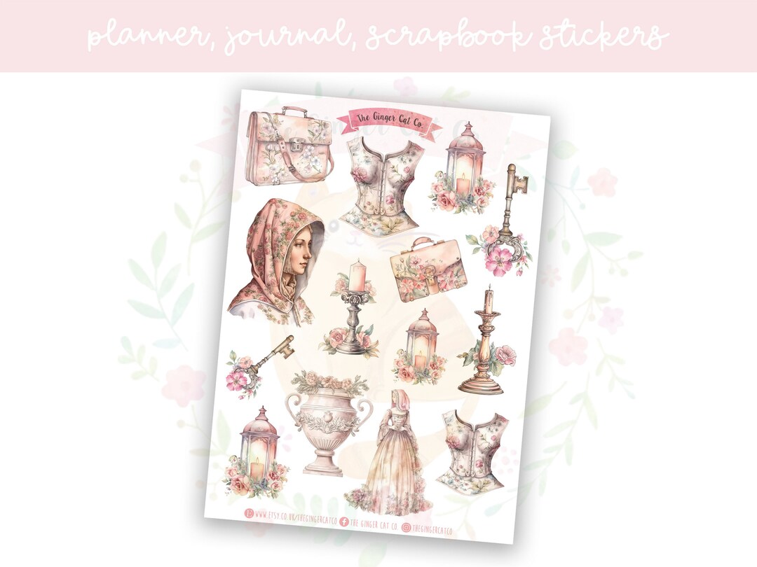 Vintage Floral Planner Sticker Sheet | Decorative Stickers | Journal ...