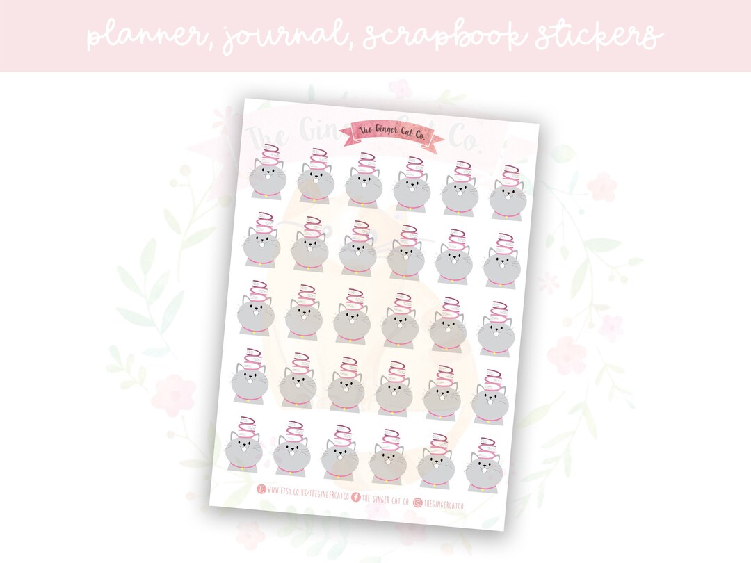 Cat With Books Planner Sticker Sheet | Decorative Stickers | Journal ...