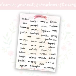 Today in One Word Positive Script Dekorative Planer, Journaling, Scrapbook Aufkleber