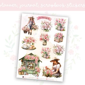 Pink Lillies Planner Sticker Sheet Set 1 | decorative stickers | journal stickers | scrapbooking