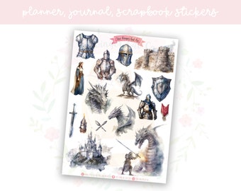 Knights & Dragons Set 1 Decorative Journal, Scrapbook, Planner Stickers