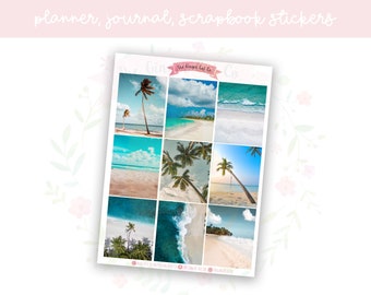 Beach Photo Full Boxes Planner, Journaling, Scrapbook Stickers