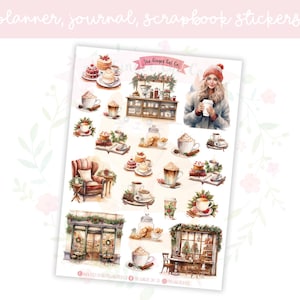 Christmas Cafe Planner Stickers Set 1 | Festive Holiday Journal Deco | Cozy Winter Bujo Stickers