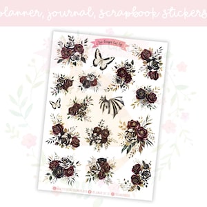 Dark Circus Florals Planner Sticker Sheet | decorative stickers | journal stickers | scrapbooking