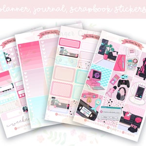 A la carte Mermaid Gamer Planner Sticker Kit, Vertical Planner, Journaling, Scrapbook Stickers