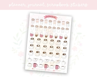 Coffee Cups Planner Sticker Sheet | decorative stickers | journal stickers | scrapbooking