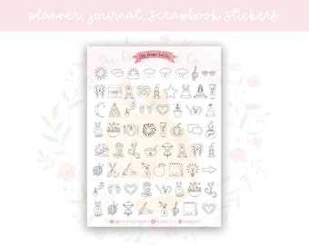 Simple Everyday Icons Planner, Journaling, Scrapbook Stickers Set 1