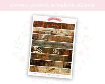 Dark Academia Washi Streifen Dekoratives Journal, Scrapbook, Planer Aufkleber