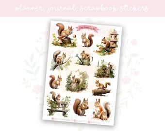 Squirrel Planner Sticker Sheet Set 1 | decorative stickers | journal stickers | scrapbooking