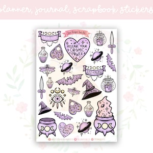 Celestial Witch Planner Sticker Sheet | decorative stickers | journal stickers | scrapbooking